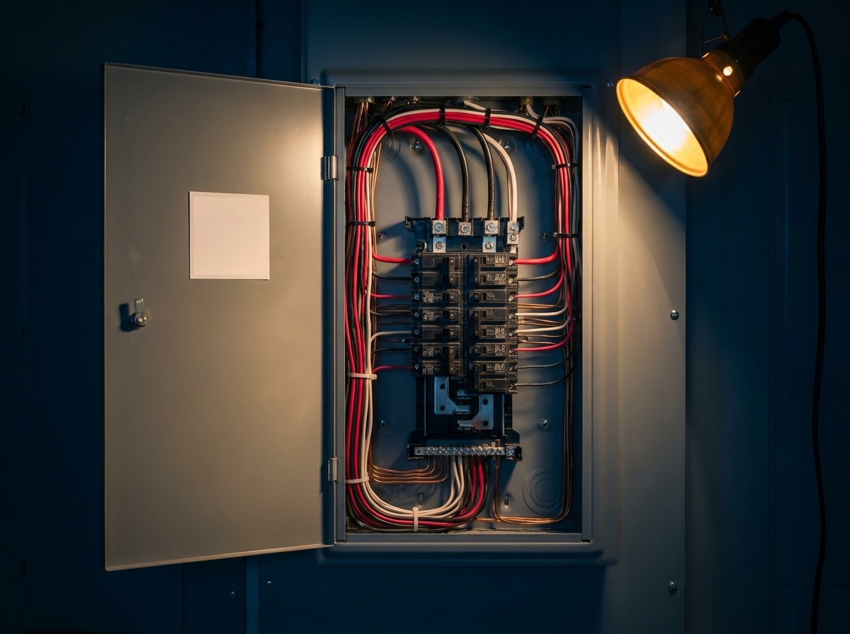 A finished Alder panel with a typed breaker directory — the close-out photo